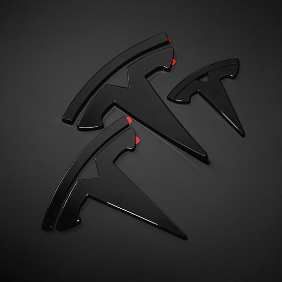 Model 3 - Glossy Black Tesla Logo Emblem Overlay Cover For Model 3 (Trunk + Frunk + Steering Wheel) ABS Material