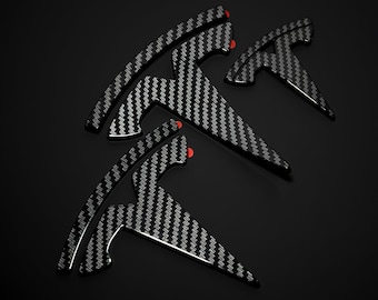 Carbon Fiber Tesla Logo Emblem Overlay Cover For Y/3 (Trunk + Frunk + Steering Wheel) ABS Material