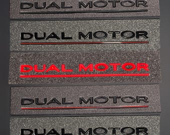 Dual Motor Tesla Logo Emblem Badge Replacement - ABS Plastic