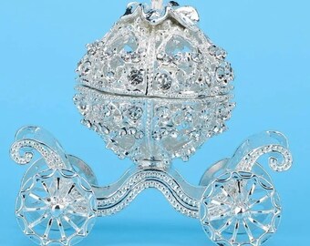 Cinderella Pumpkin Carriage Jewelry Box - Rhinestone Decorated Trinket Holder & Home Decor - View #4