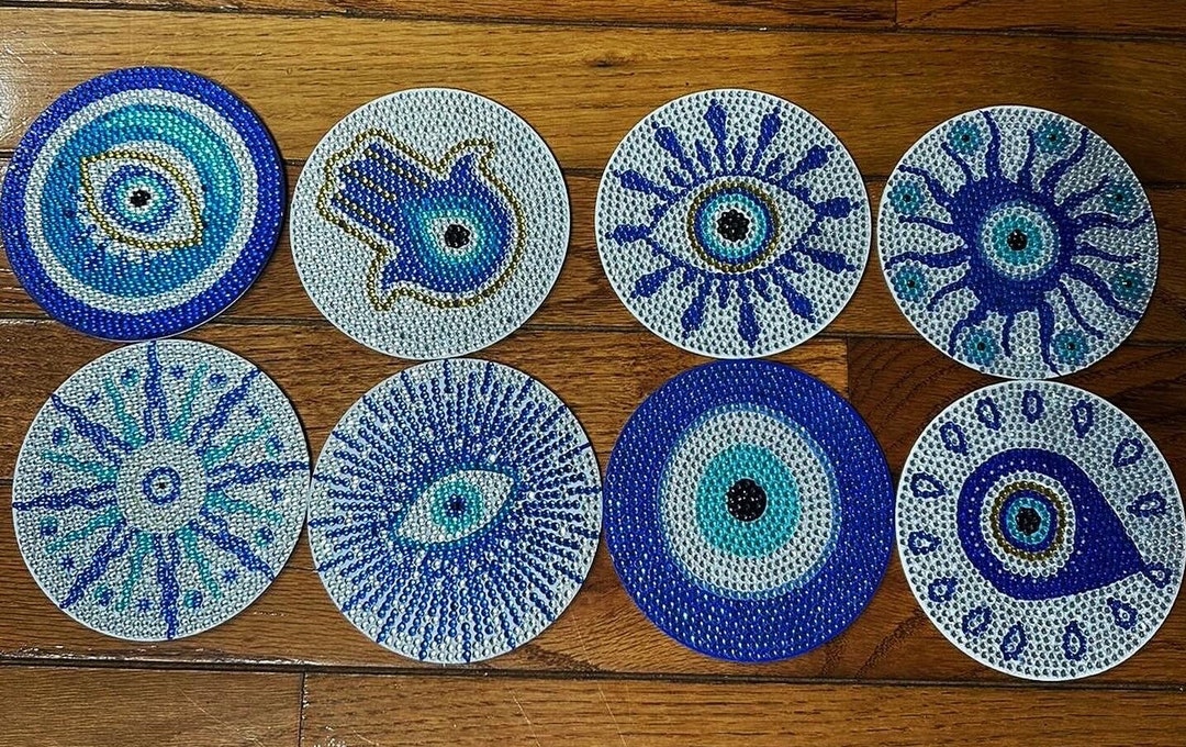 Evil Eye Decorative Coasters With Stand - Etsy