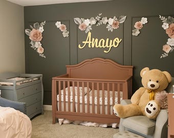 Wooden Name Sign | Baby Nursery Name Sign | Wedding Sign | Last Name Sign | New Baby Gift | Wood Cutout Lettering | Kids Room Decor