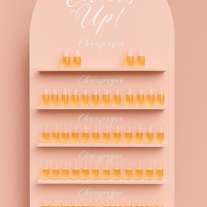 Custom Dessert Wall Display or Champagne Wall for Wedding and Event with Acrylic or Wooden Shelves Personalized Text and Color Options