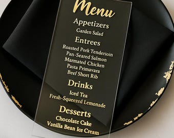 Custom Acrylic Wedding Menu Card: Elegant Clear Design