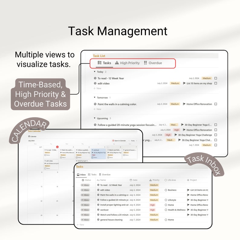 Second Brain Notion Template Life Planner All in One Productivity ...
