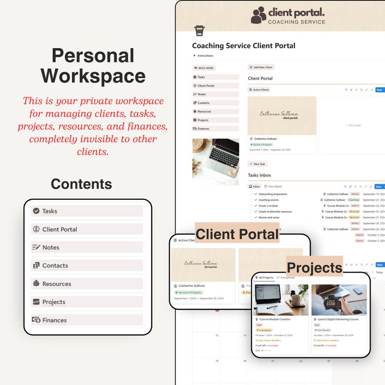 Coaching Client Portal Notion Template Online Course Time Tracker ...