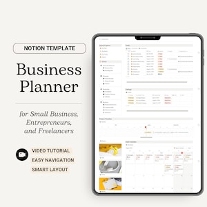 Business Planner Notion Template for Entrepreneur Business Notion Project Planner Daily Task To Do Notion Content Calendar Client Tracker