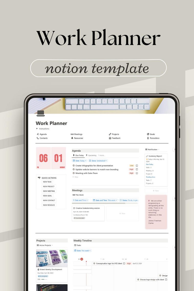 Notion Work Planner Template: Daily Task & Project Management (Digital Download) image 11