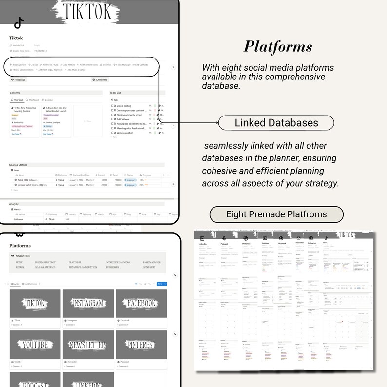Notion Social Media Content Planner Template Digital Notion Calendar ...