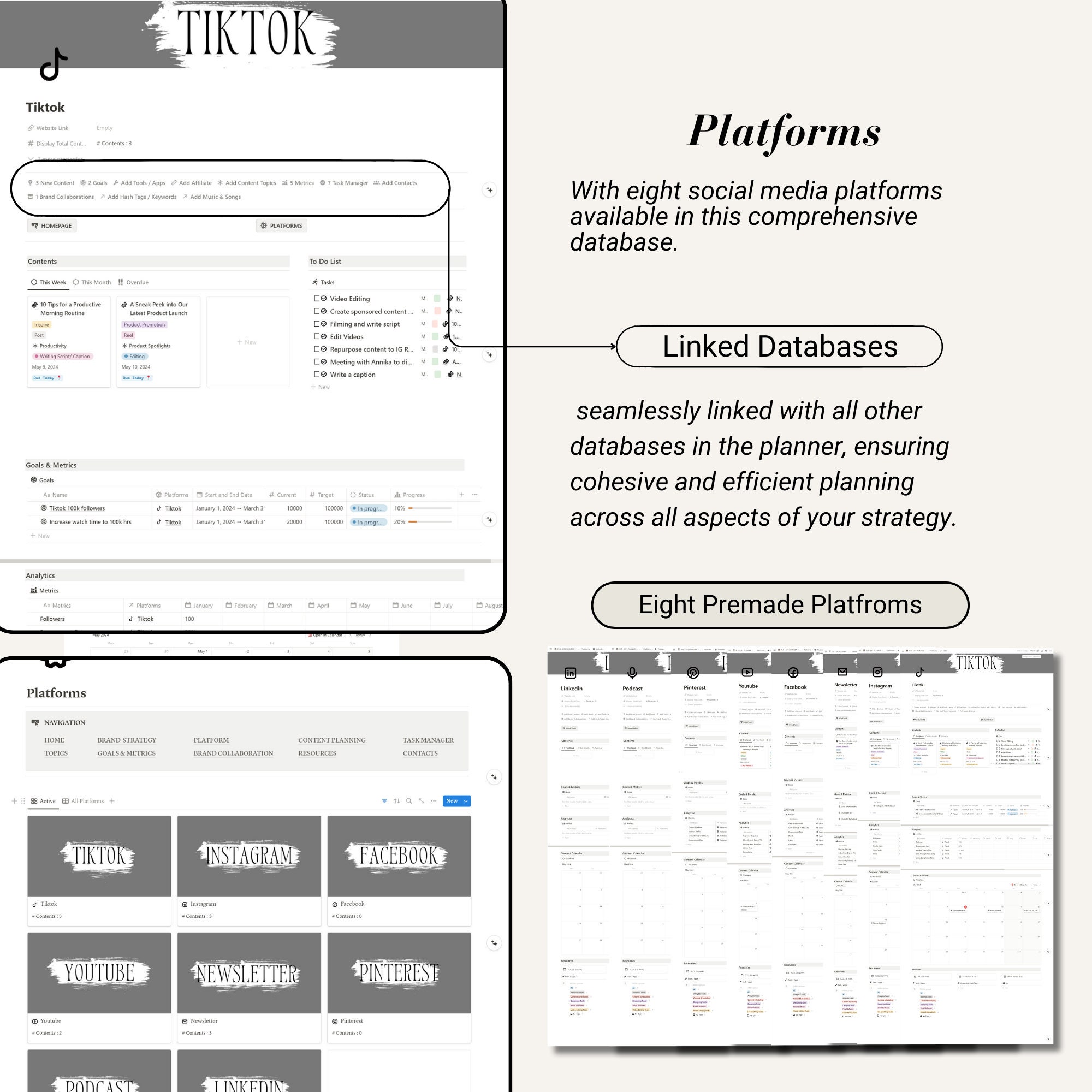 Notion Social Media Content Planner Template Digital Notion Calendar ...