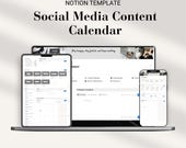 Notion Social Media Content Planner Template Digital Notion Calendar Virtual Assistant Work Dashboard