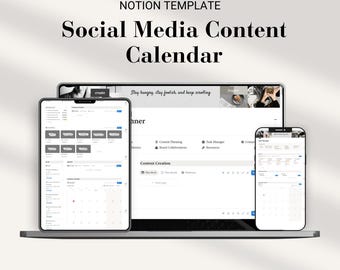 Notion Social Media Content Planner Template Digital Notion Calendar Virtual Assistant Work Dashboard