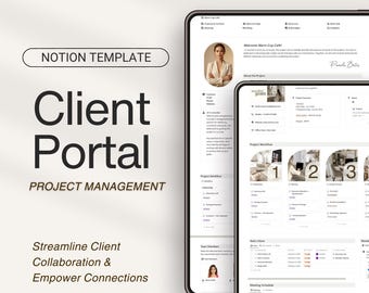 Sjabloon Notion-clientportal: zakelijk dashboard, projectbeheer (digitale download)