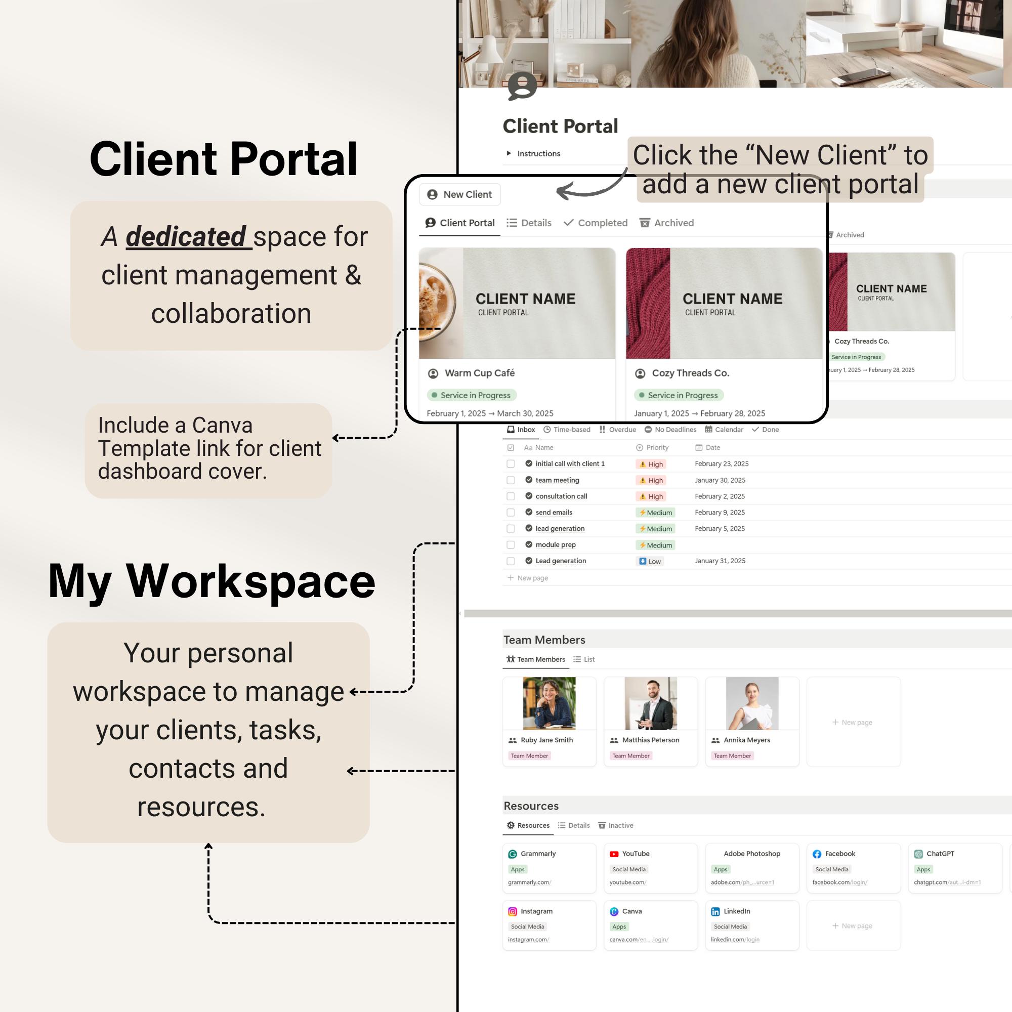 Notion Client Portal Template: Business Dashboard, Project Management ...