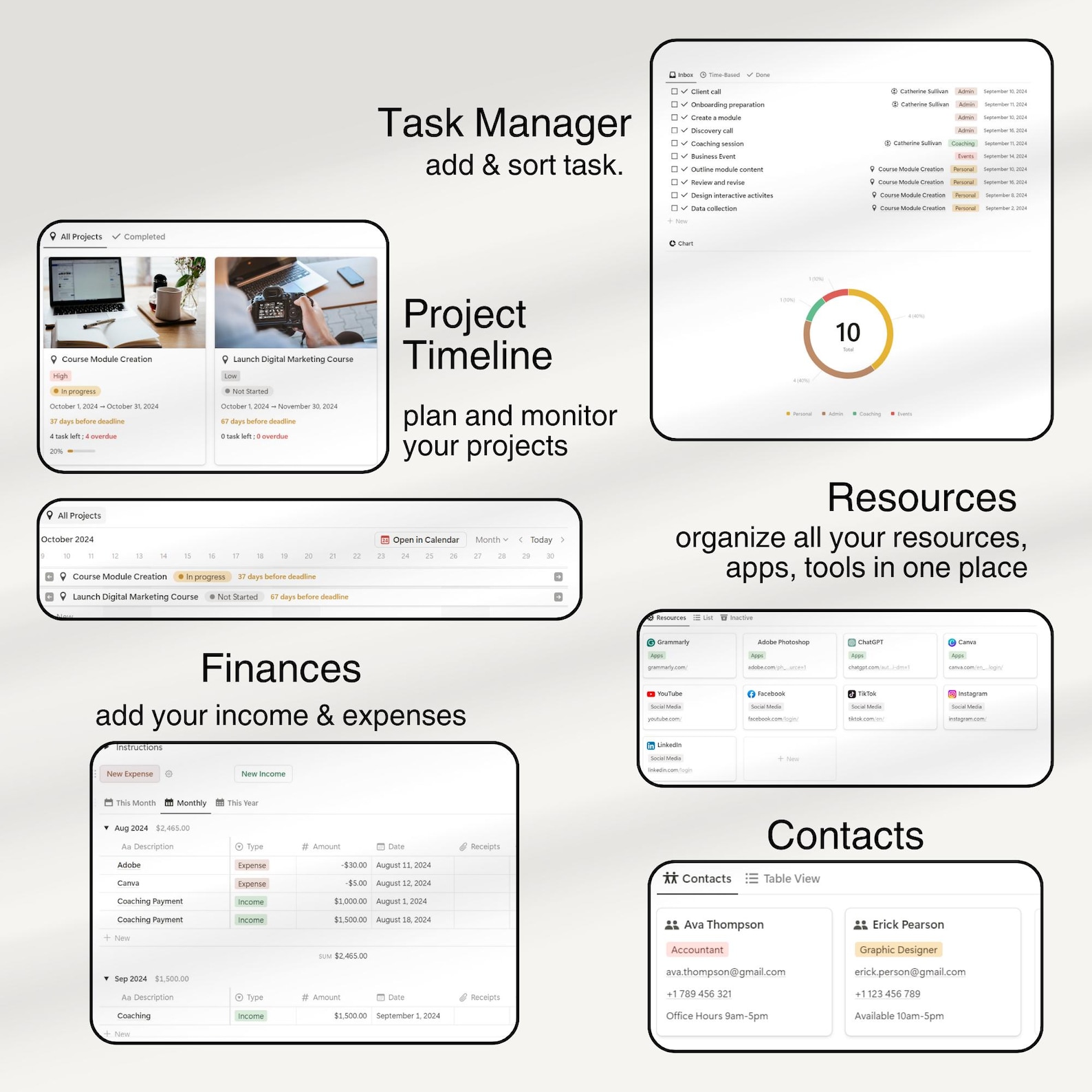 Coaching Client Portal Notion Template Online Course Time Tracker ...