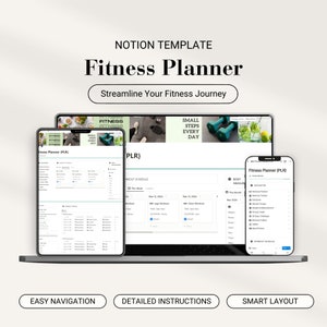 PLR Digital Fitness Planner Notion-sjabloon Gym Workout Tracker Notion Weekly Meal Planner Weight Loss Challenge Notion PLR Doorverkooprechten afbeelding 1