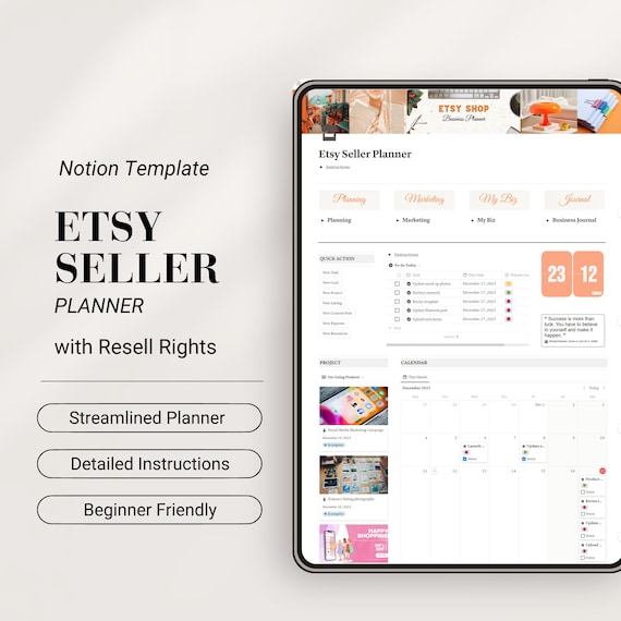 Etsy Seller Planner Notion Template: PLR Resell Rights (Digital)