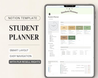 Notion Student Planner: College Academic Dashboard (PLR Digital Download)