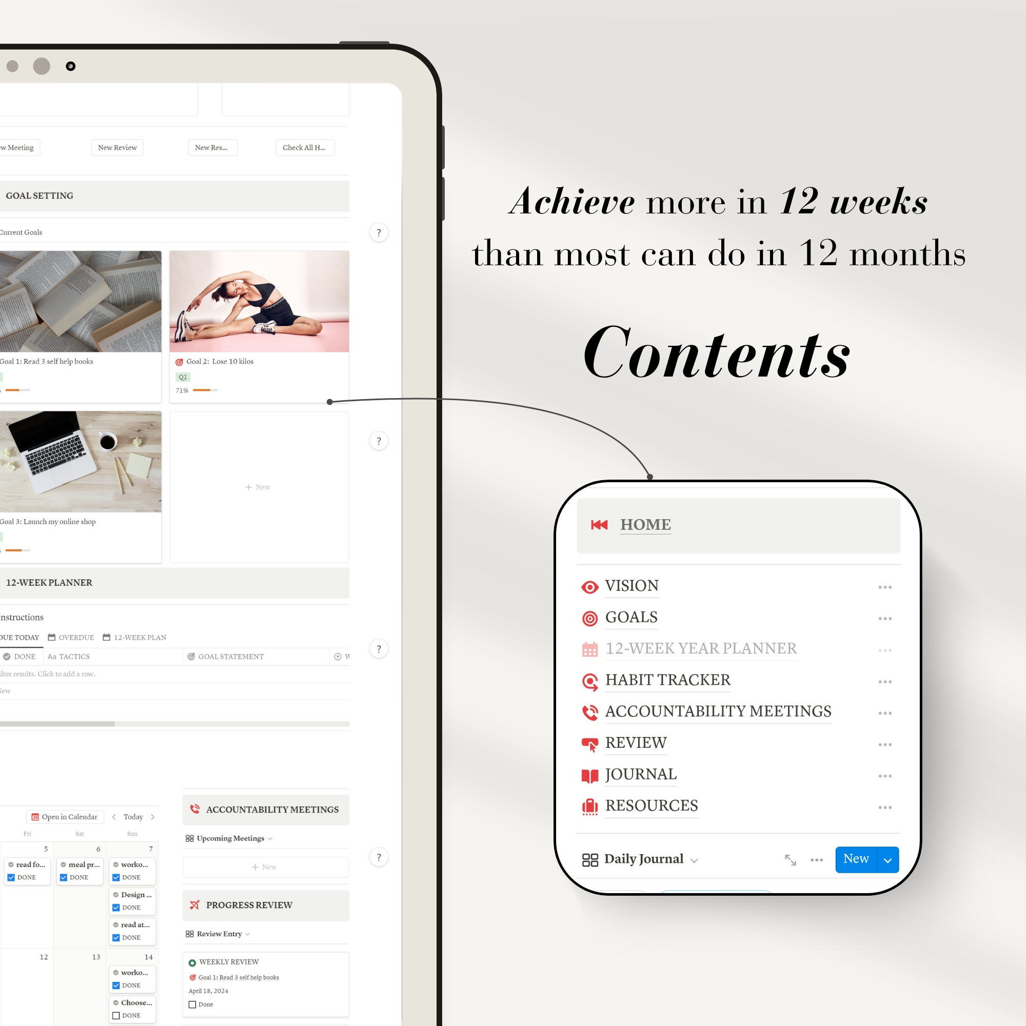Notion 12 Week Year Planner Notion Goal Template 12 Week Year Scorecard