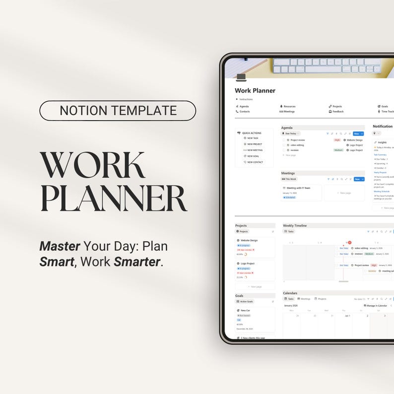 Notion Work Planner Template Project Management Task Manager Notion ...