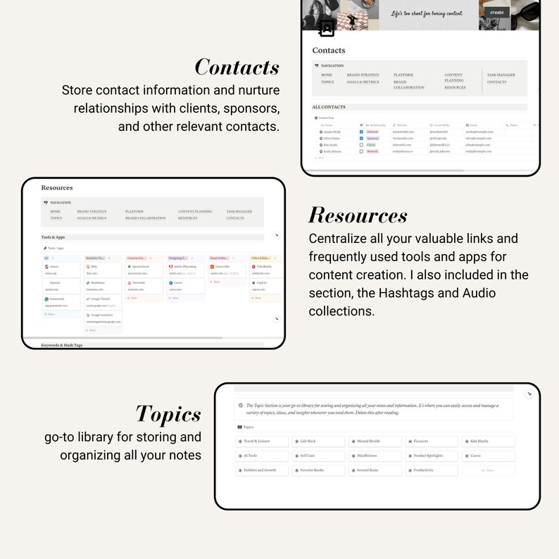Notion Social Media Content Planner Template Digital Notion Calendar ...