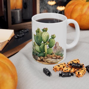 Prickly Pear Paradise, Vibrant Cactus Ceramic Coffee Cup, Savor the Southwest