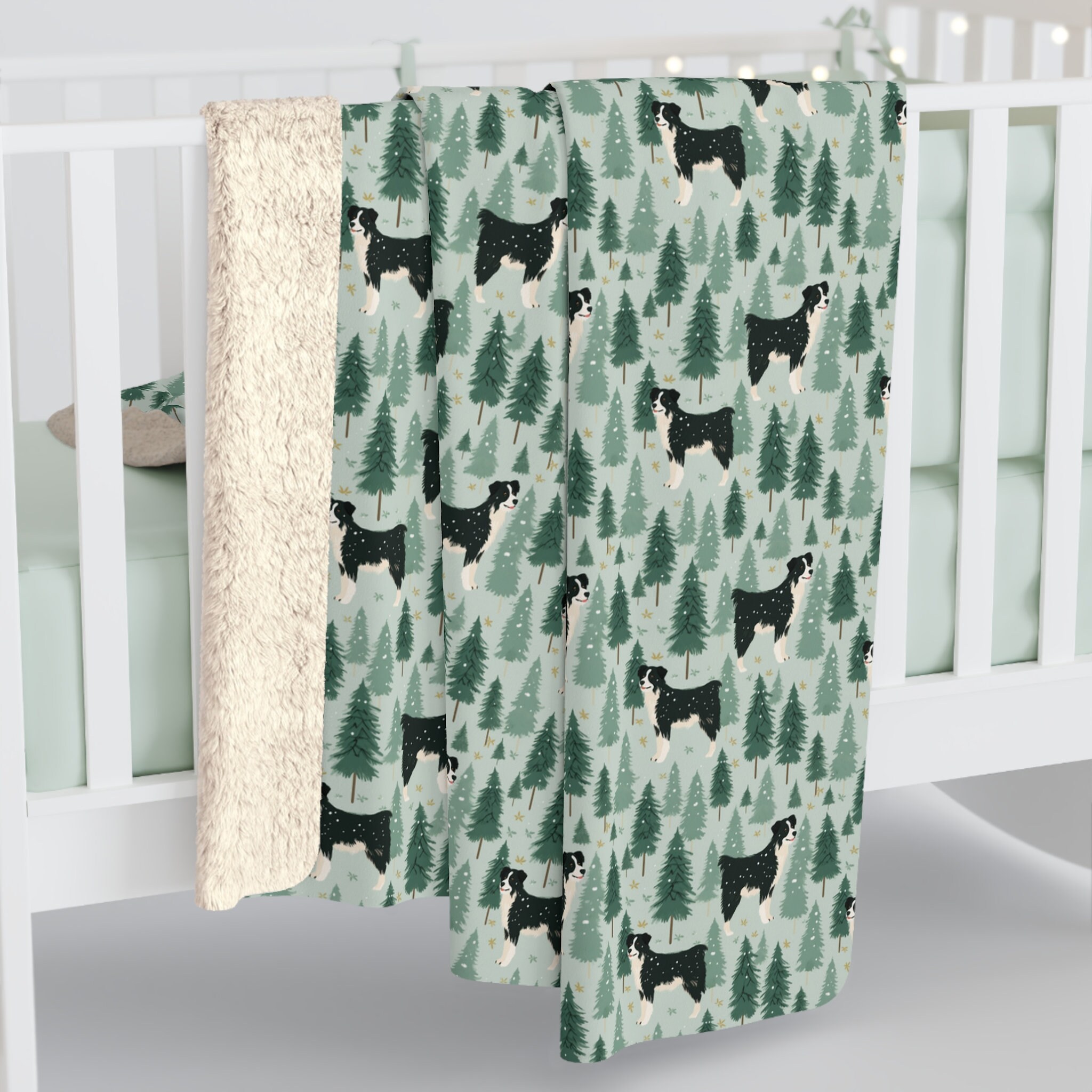 Border Collie Christmas Blanket, Dog Christmas Blanket, Dog Lover Gift