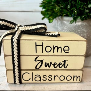 School Wooden Book Stack Decor: Teacher Appreciation Gift