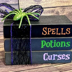 Handmade Halloween Book Stack: Spooky Tiered Tray Decor