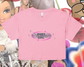 ベビーガール クロップトップ、y2k ベビー T シャツ、y2k グラフィック シャツ、彼女へのプレゼント、2000 年代風、ユニークなグラフィック