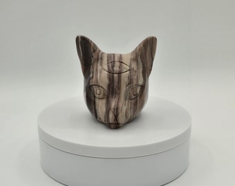 Picture Jasper Cat Carving, Natural Crystal Sculpture