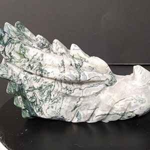 Dragon Head, Moss Agate, Moss Agate Dragon Head, Moss agate crystal dragon head, large dragon head carving, crystal dragon head gift