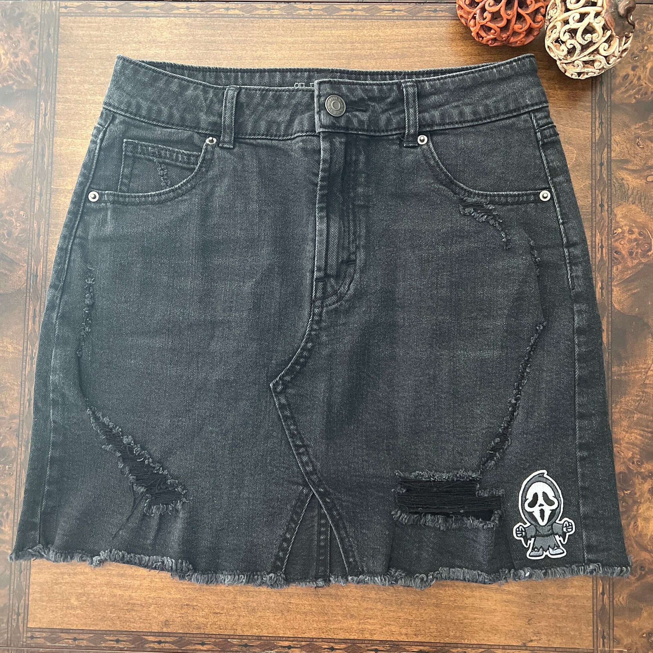 Ghostface Skirt Denim Horror Etsy