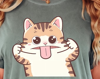 Funny Cat T-Shirt: Kawaii Cartoon Kitty Graphic Tee