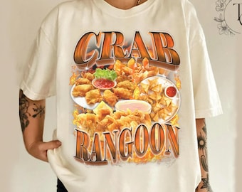 Crab Rangoon Shirt | Funny Food Bootleg Graphic Tee | Comfort Colors Chinese Takeout T-Shirt | Retro Fried Dumpling Foodie Gift, for him her