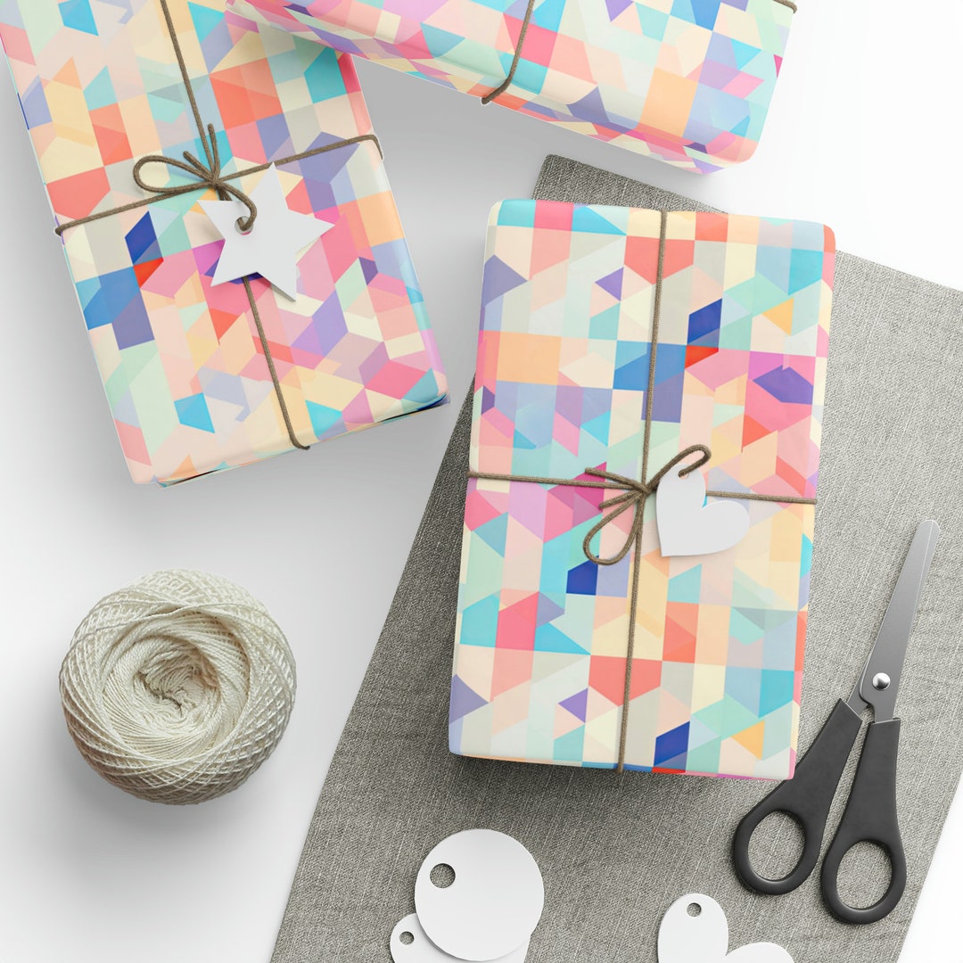 Pastel Abstract Geometric Shapes Wrapping Paper Gift Wrap, Wrapping ...