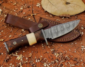 Hunting Knife Hand Made Damascus Steel Blade – Blazeheart
