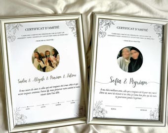 Certificat d'amitié avec photo