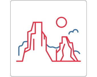 3. Vinyl laptop sticker, minimalistische landschap sticker, natuurliefhebber cadeau