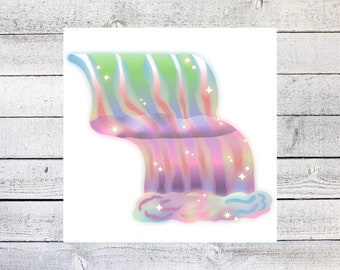Dromerige waterval sticker - rustige laptop sticker, waterfles decor, vinyl sticker voor natuurliefhebbers