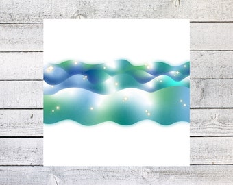 Dromerige golfsticker - Golflaptopsticker, dromerige waterflessticker, oceaangeïnspireerd ontwerp voor vredige sfeer