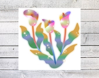 Dromerige bloemsticker, psychedelische sticker, laptopsticker, bloemstickers, schattige stickers, trippy stickers