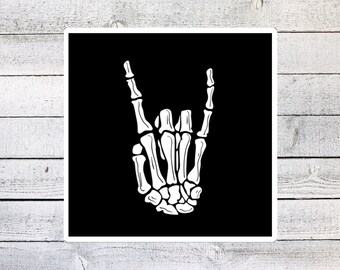 Naklejka Rock On Skeleton Hand - Naklejka Skeleton Hand dla miłośników punk rocka - Zabawna naklejka na laptopa