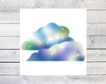 Psychedelische dromerige wolk vinylsticker - kleurrijke luchtsticker, laptop en waterflesdeco