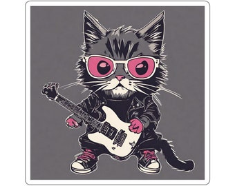 Gitaar spelen punk rock kat sticker