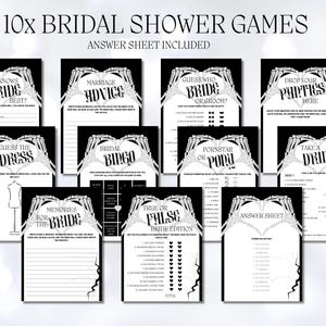 Till Death Do Us Party Bachelorette Games Bundle Printable Bride or Die Black Bridal Party Hens Gothic Weekend Drinking Questions