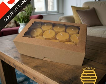 Beeswax Tealight Candles | 100% Pure Beeswax | Natural Unscented Tealights | Clean Burning Candle | Eco Friendly Gift | Bulk Tealights