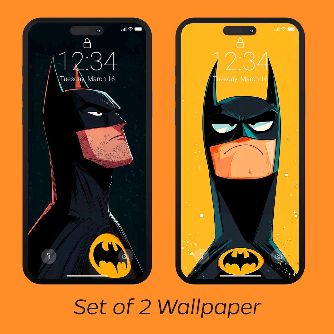 Batman Hero Cartoon Wallpaper, Stylized Clean Solid Background Phone
