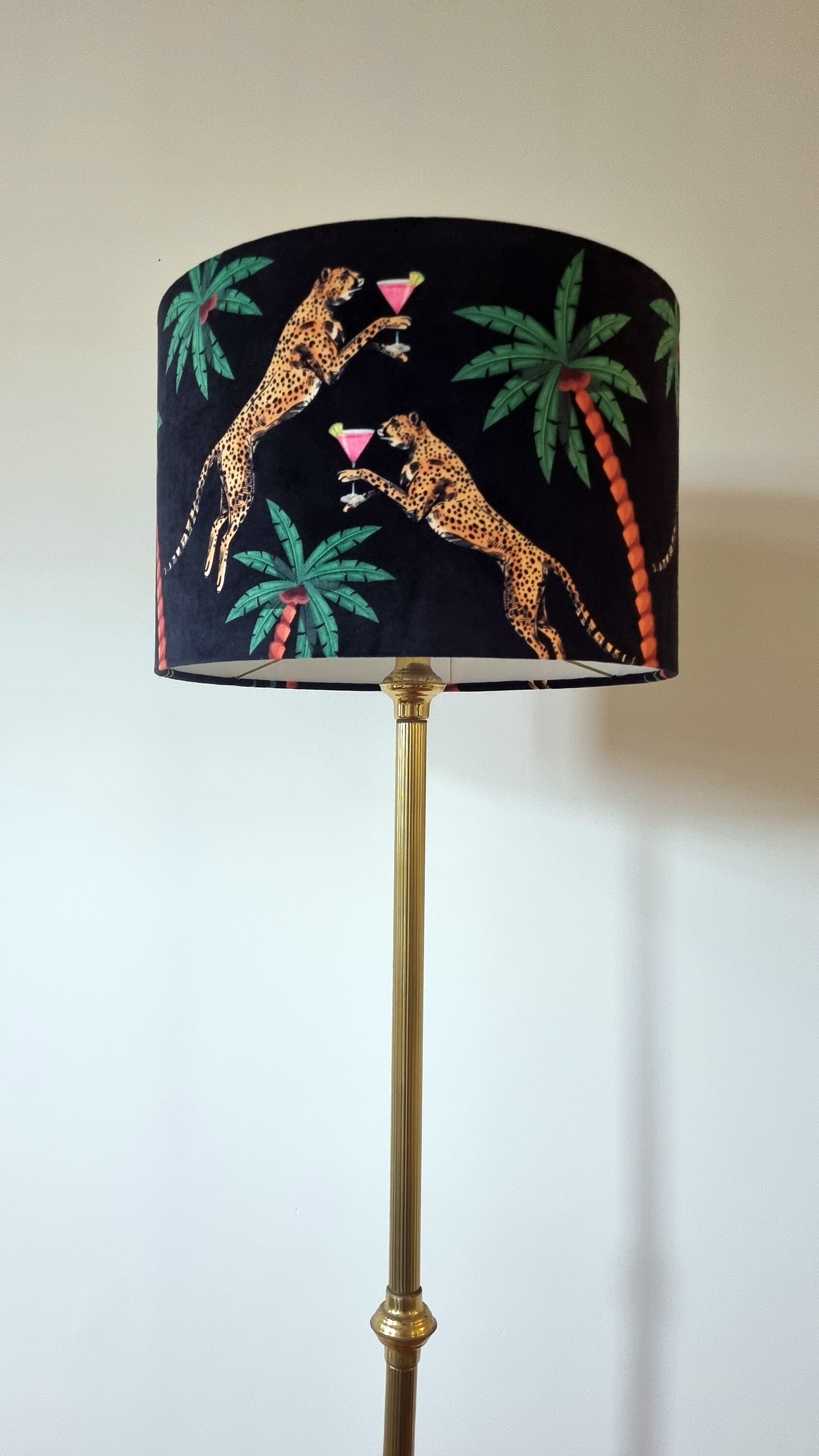 Cocktail Leopard Lampshade, Cheetah Decor, Jungle Lampshade, Leopard