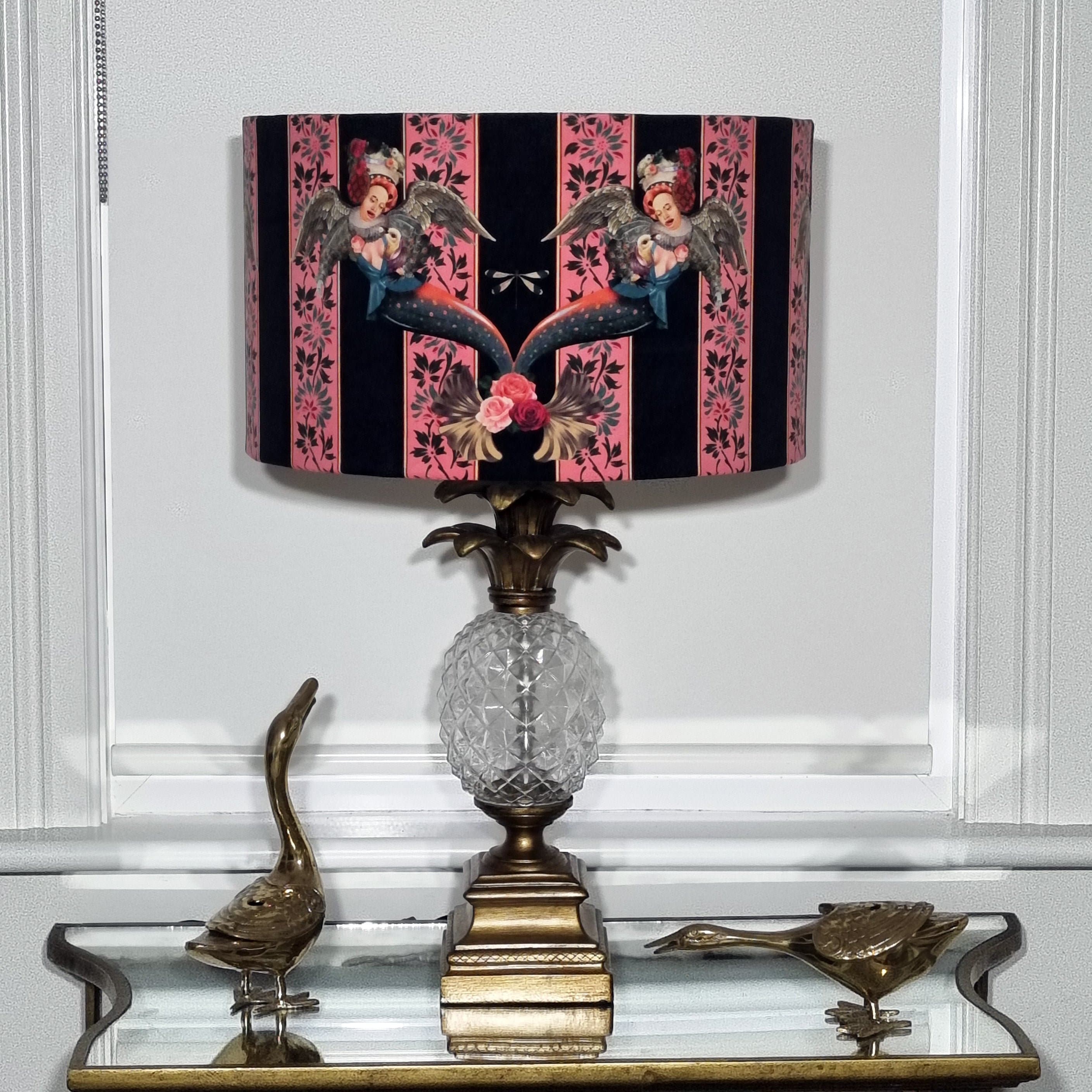 Mermaid Lampshade, Maximalist Home Decor, Striped Lampshade, Victorian